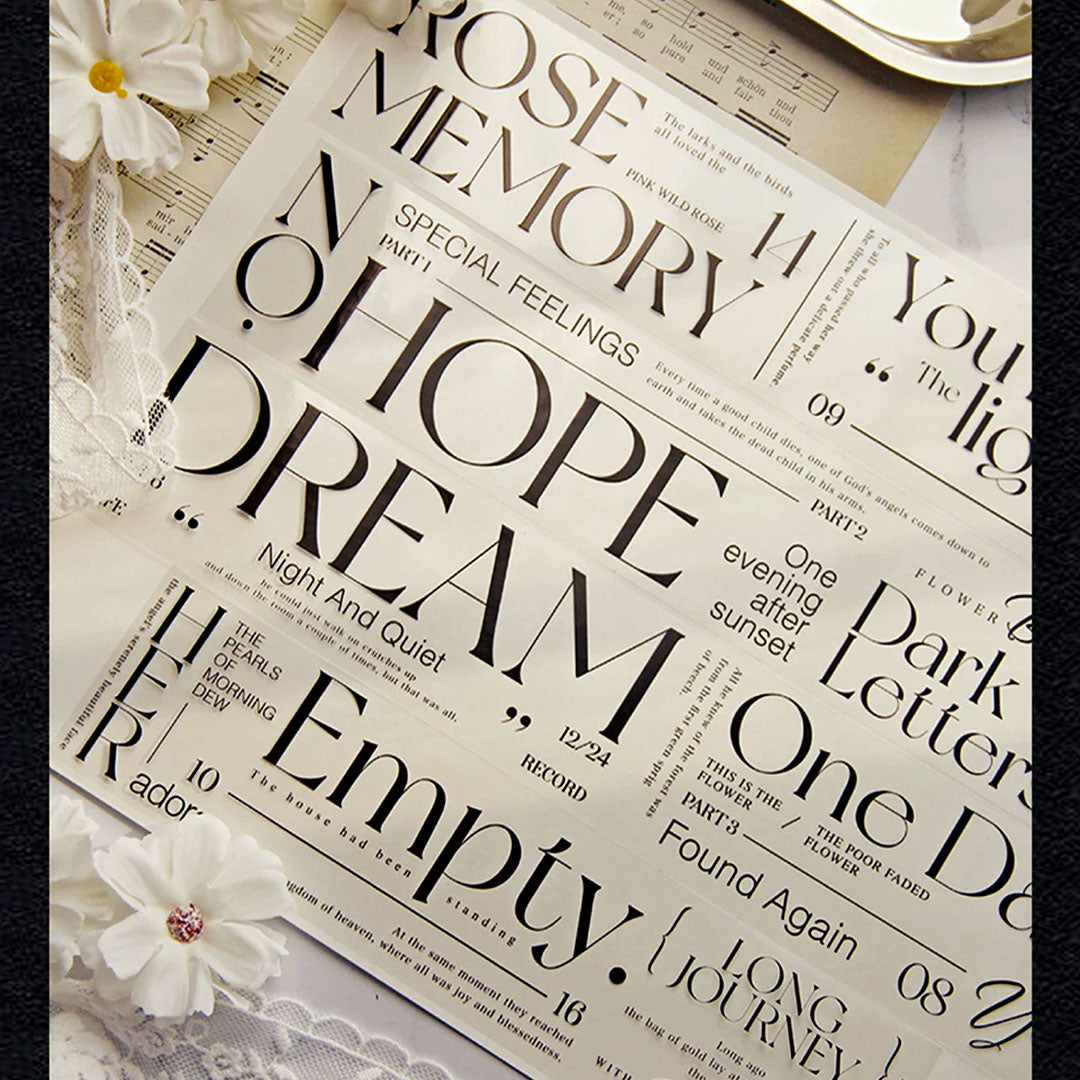 "Black&white thoughts" text PET tape (W525)