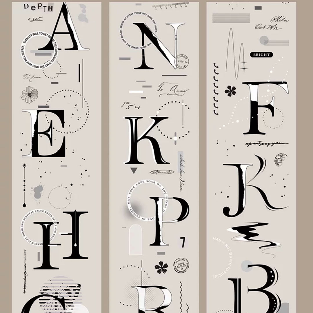 "White and Black" Large letters PET Tape (W538)
