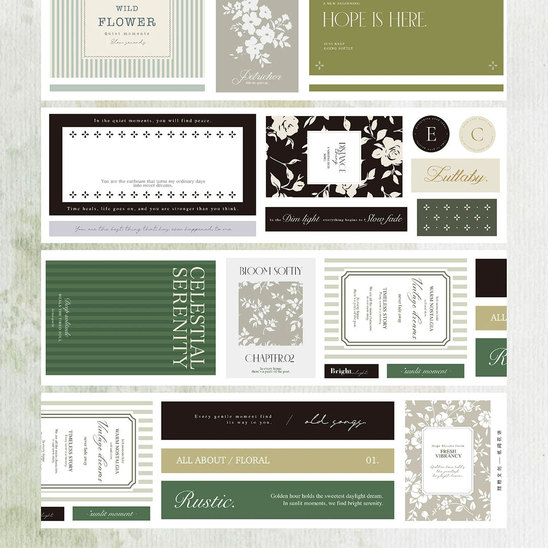 "The Language of Flowers" Pre-cut Decorative Text Label PET Tape (W540)