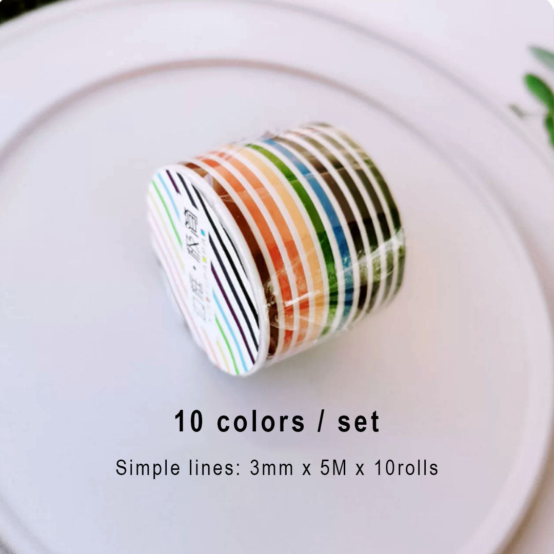 Basic border washi tapes set (B512)