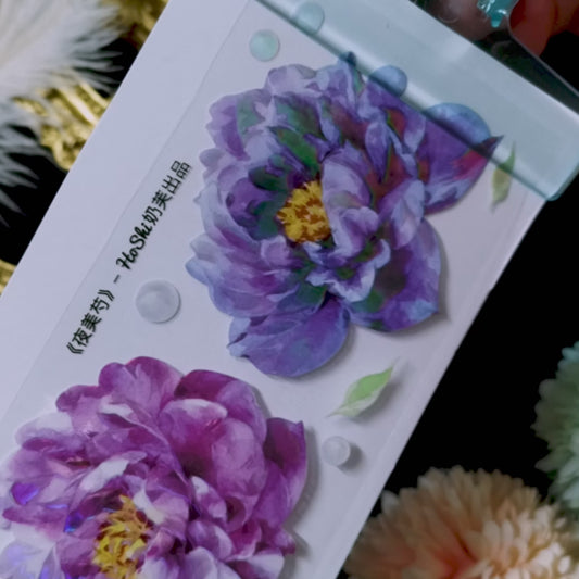 "Purple Peony at Night" Luxury Floral PET Tape (F607)