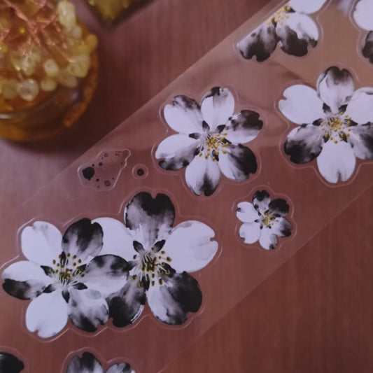 Pre-cut "Ink painting of flowers" Floral PET Tape (F591)