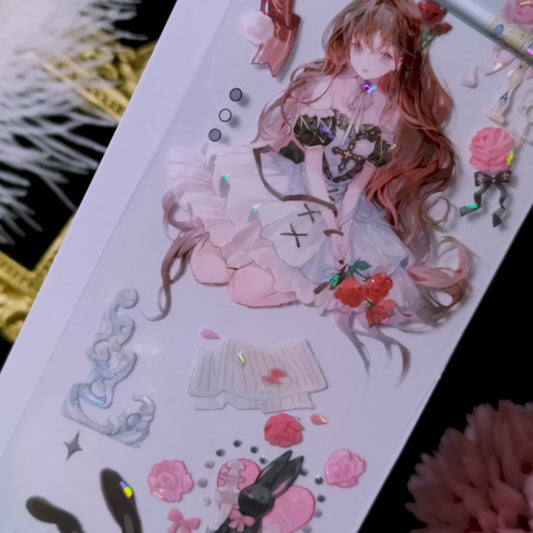 "Rosy Girl" Luxury Anime Character PET Tape (C580)