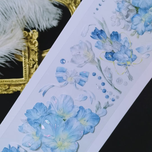 "Blue crystal flower" Luxury Floral PET Tape (F606)