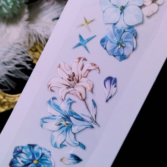 "Blue/White" Pre-cut Floral PET Tape (F610)