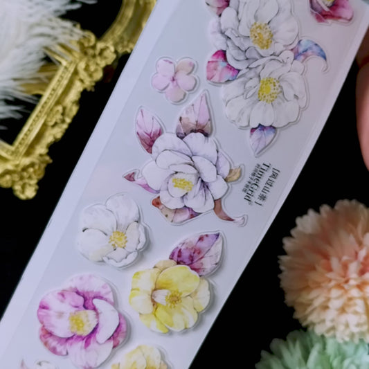 "Camellia with the Wind" Pre-cut Floral PET Tape (F621)