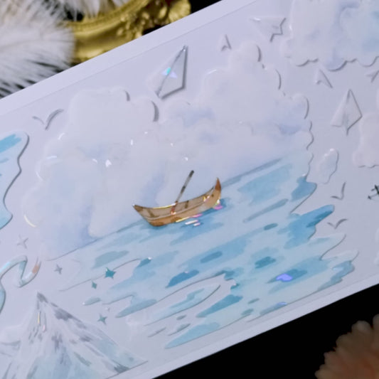 "Summer Coconut Grove" PET Tape with Shell Gold Foil (V567)
