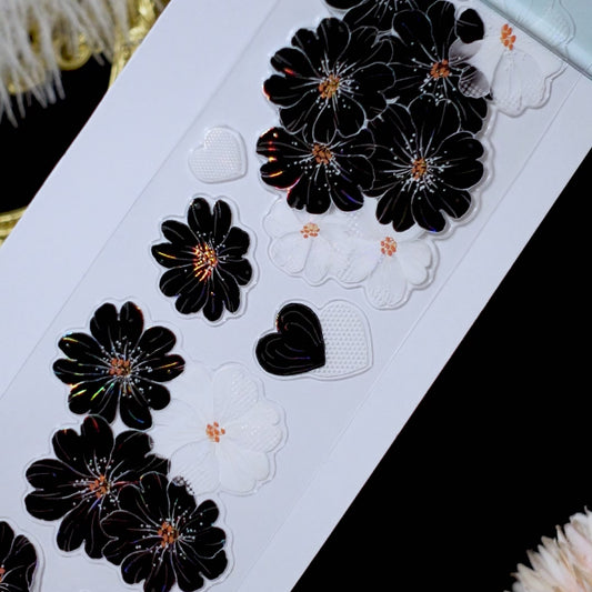 "Ink Flowers" Pre-cut Floral PET Tape (F642)