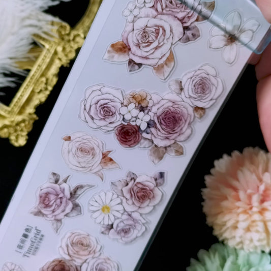 "Flowers in the Twilight" Pre-cut Floral PET Tape (F622)
