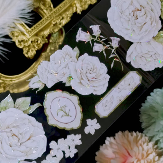 "White Prologue" Luxury Floral PET Tape (F609)