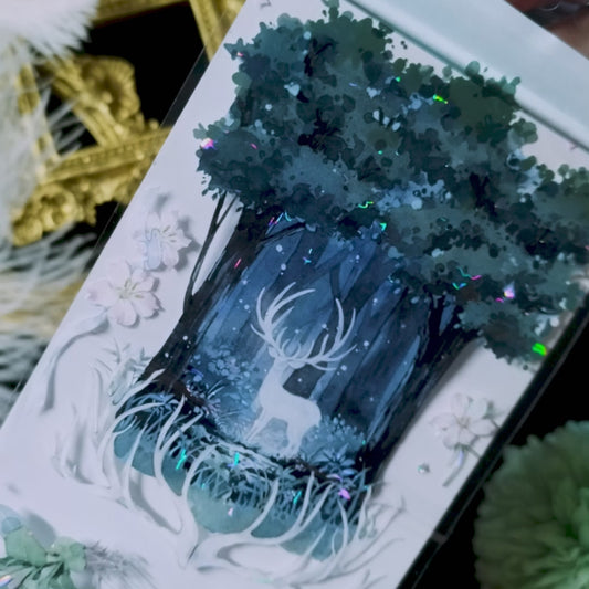 "Deer in the Woods" PET Tape with Shell Gold Foil (V563)