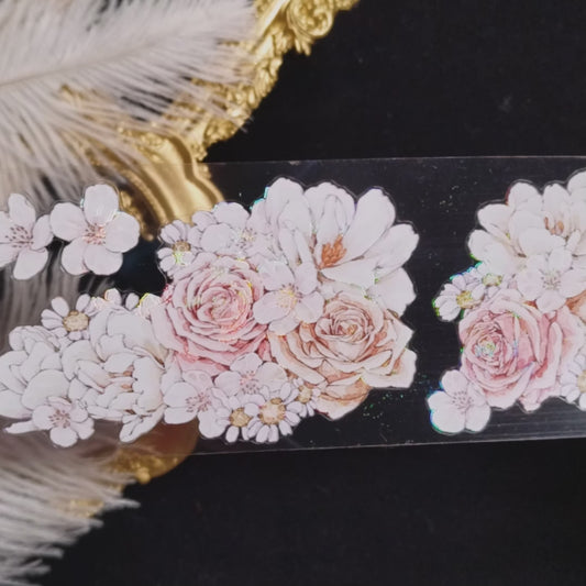 "Soft pink" Pre-cut Floral PET Tape (F598)